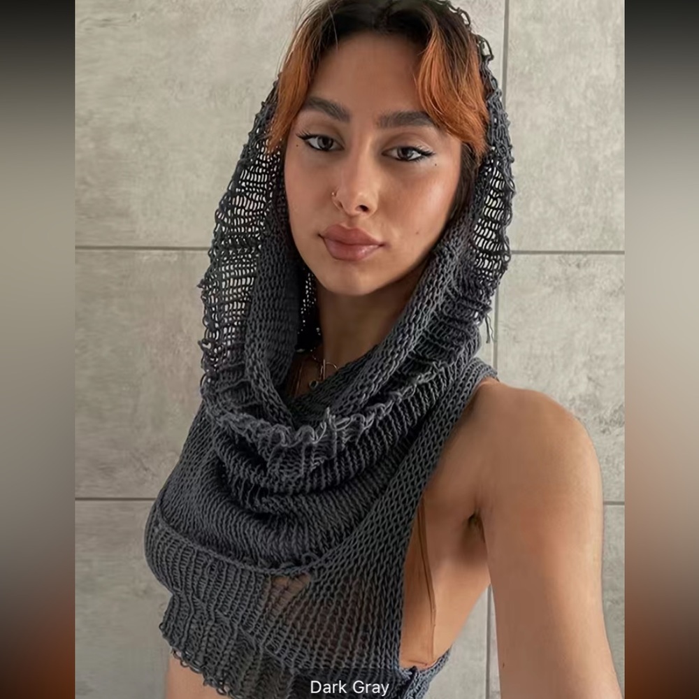 NEW Hooded crochet top size 8/10